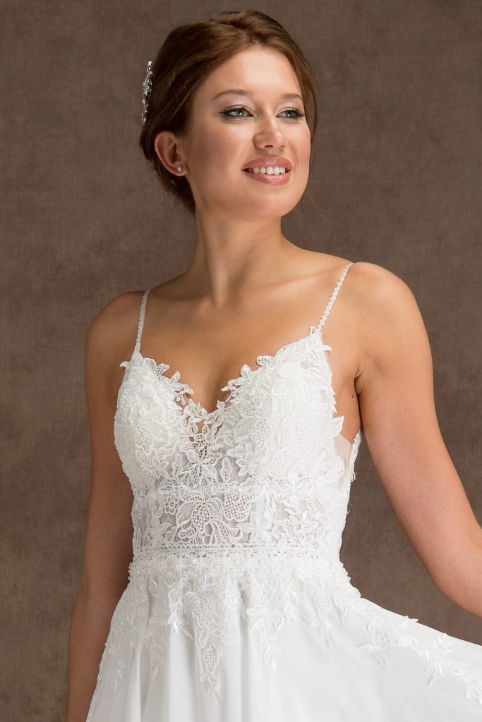 A close-up of a young woman wearing the 