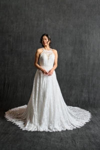 Ruth dress lace ballgown wedding dress with high halter neckline