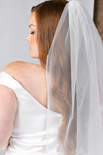 beaded edge fingertip bridal veil