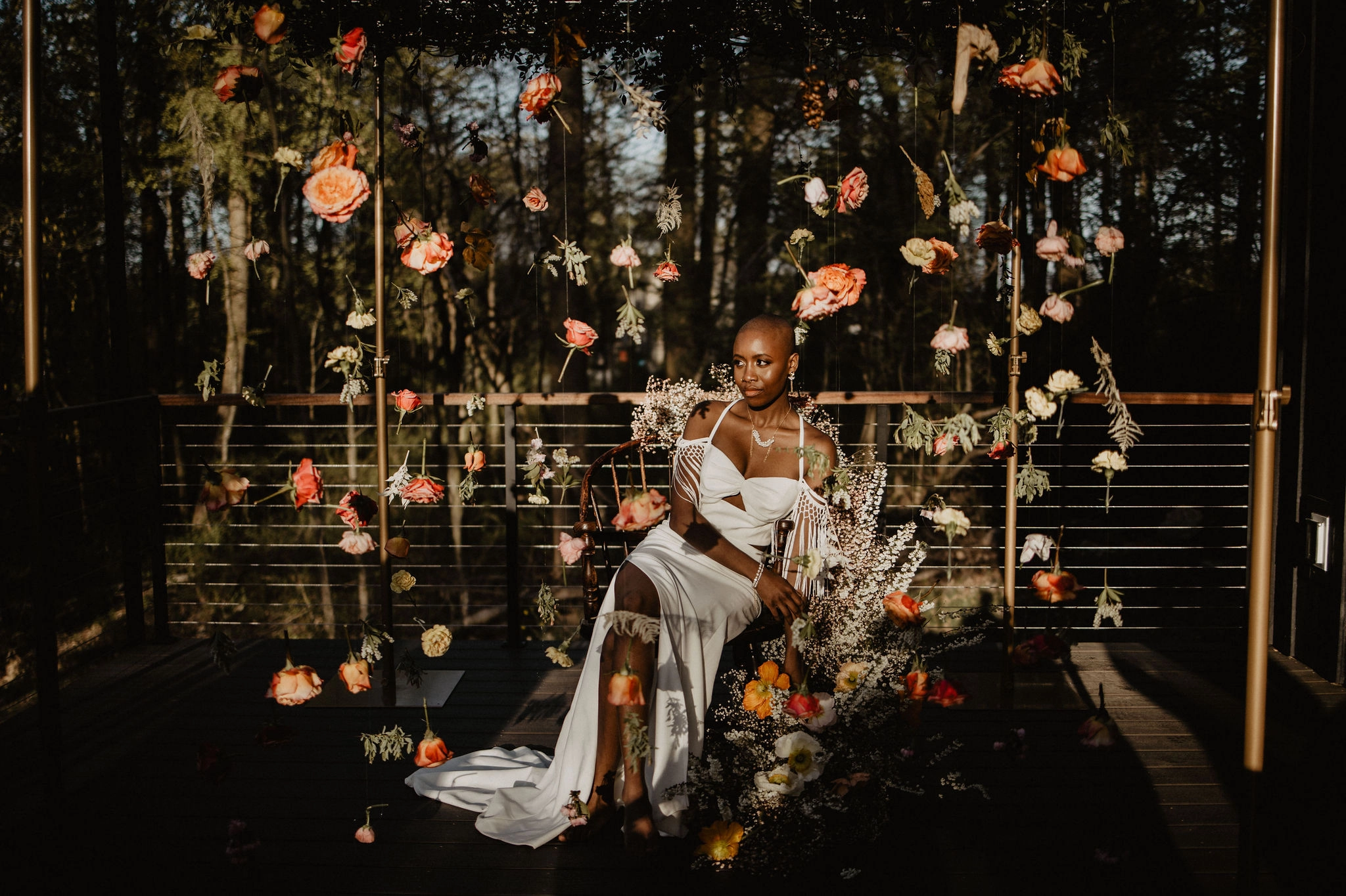 boho bridal jewelry paired with boho wedding gown by Garnet Dahlia Photography and Aventine Jewelry 